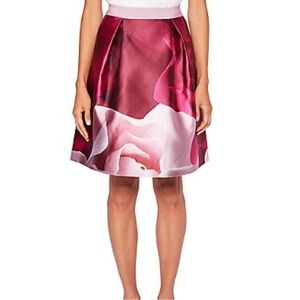 Ted Baker Red and Pink Knee-Length A-Line Skirt
